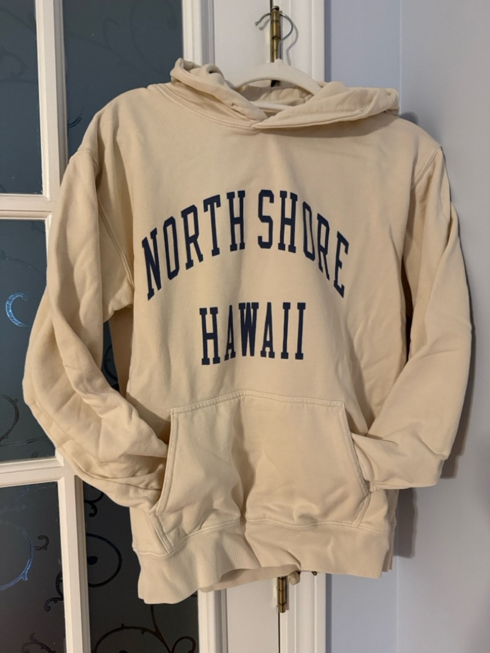 Brandy Melville Cream Hoodie with Logo